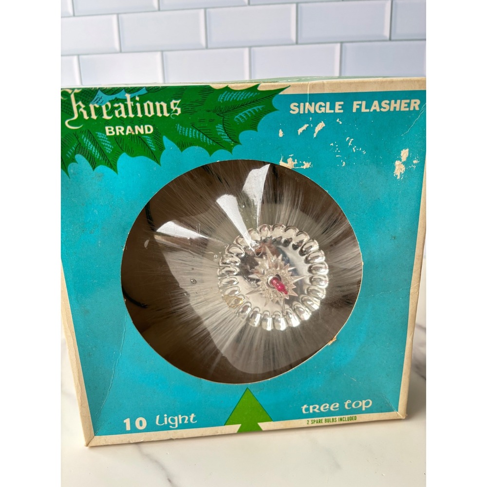 Vintage Kreations Brand 10 Light Fiber Optic Tree Topper Single Flasher Boxed